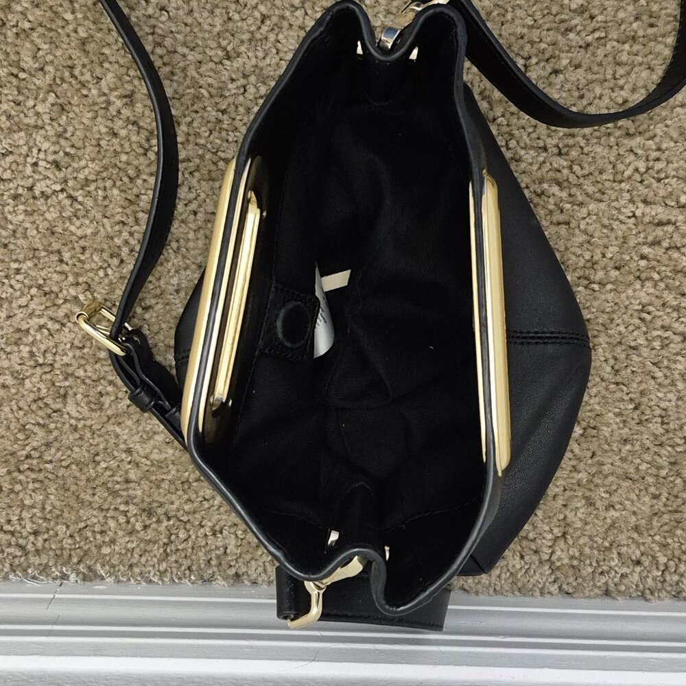 Maje Paris Structured Leather Handbag – Black – Gold Handle – Crossbody/Shoulder - Picture 5 of 6